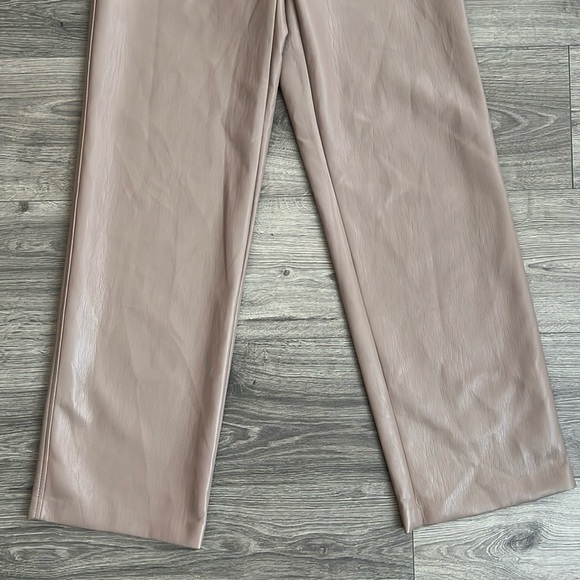 BABATON Agency Faux Leather Pants Size 4 Straight Leg Warm Taupe Neutral Aritzia - Picture 7 of 12